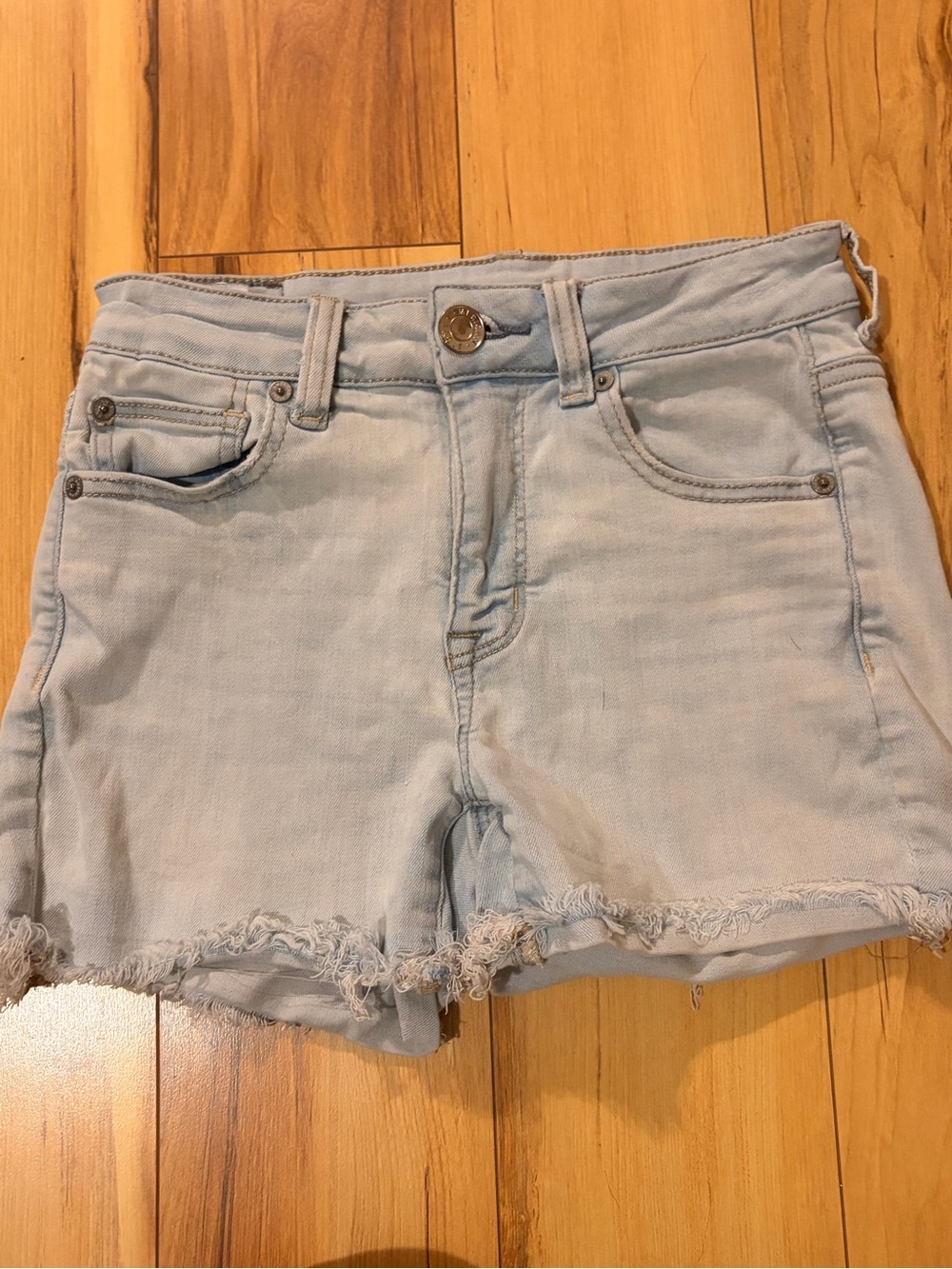 American Eagle Outfitters Light Blue Distressed Denim Shorts
